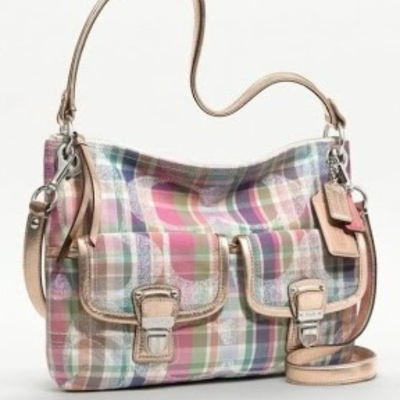 COACH Poppy Madras Shoulder/Crossbody Bag - Picture 2 of 5
